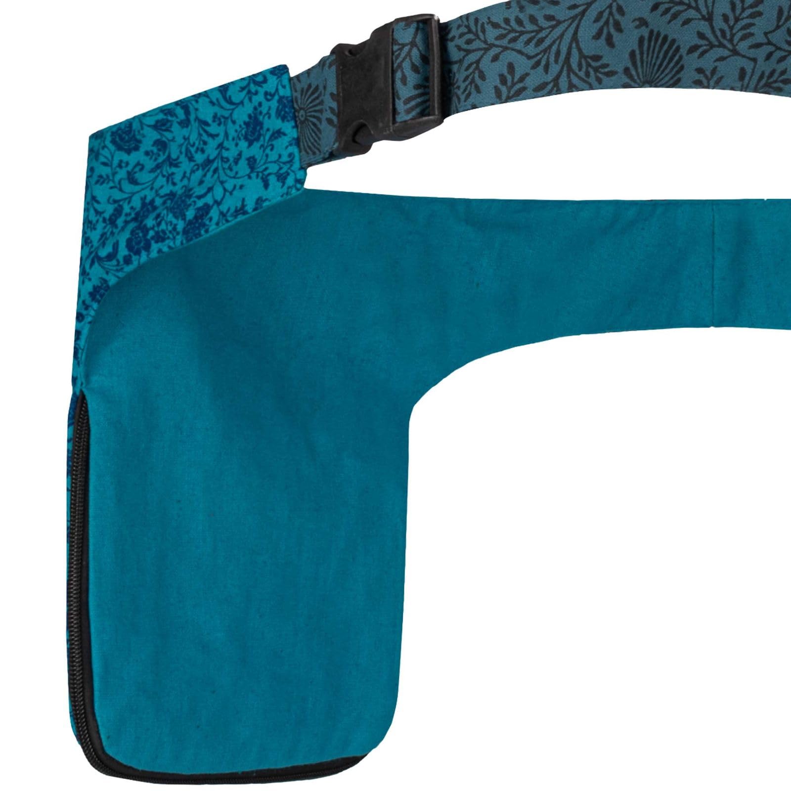 Doppel Bauchtasche Sidebag Gürteltasche Festivaltasche Hippie Goa Hüfttasche Hipbag Gassitasche, Farbe:Blau
