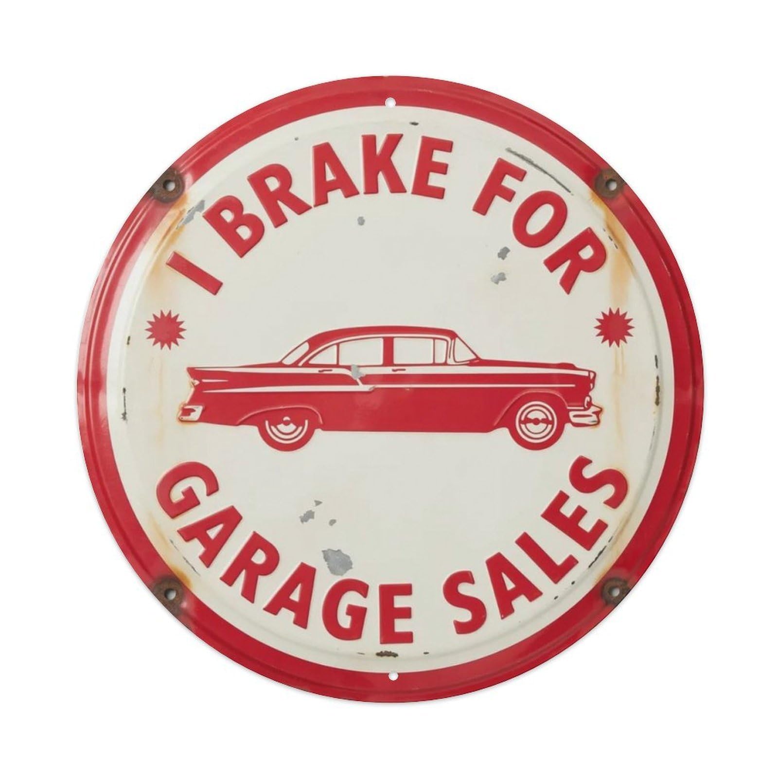 I Brake For Garage Sales Metal Tin Sign Plaque