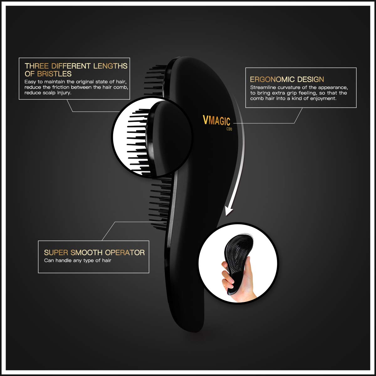 Detangling Brush, glide the Detangler Brush through Tangled hair, Best Comb for Women Girls, Men & Boys - Image 2