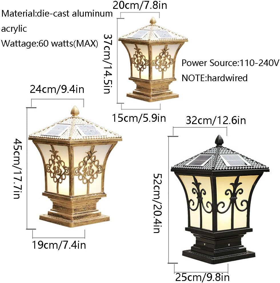 Solar Solar Lights with Light Column Outdoor Patio Post Cap Waterproof LED Floor Lamp Lawn Table Waterproof