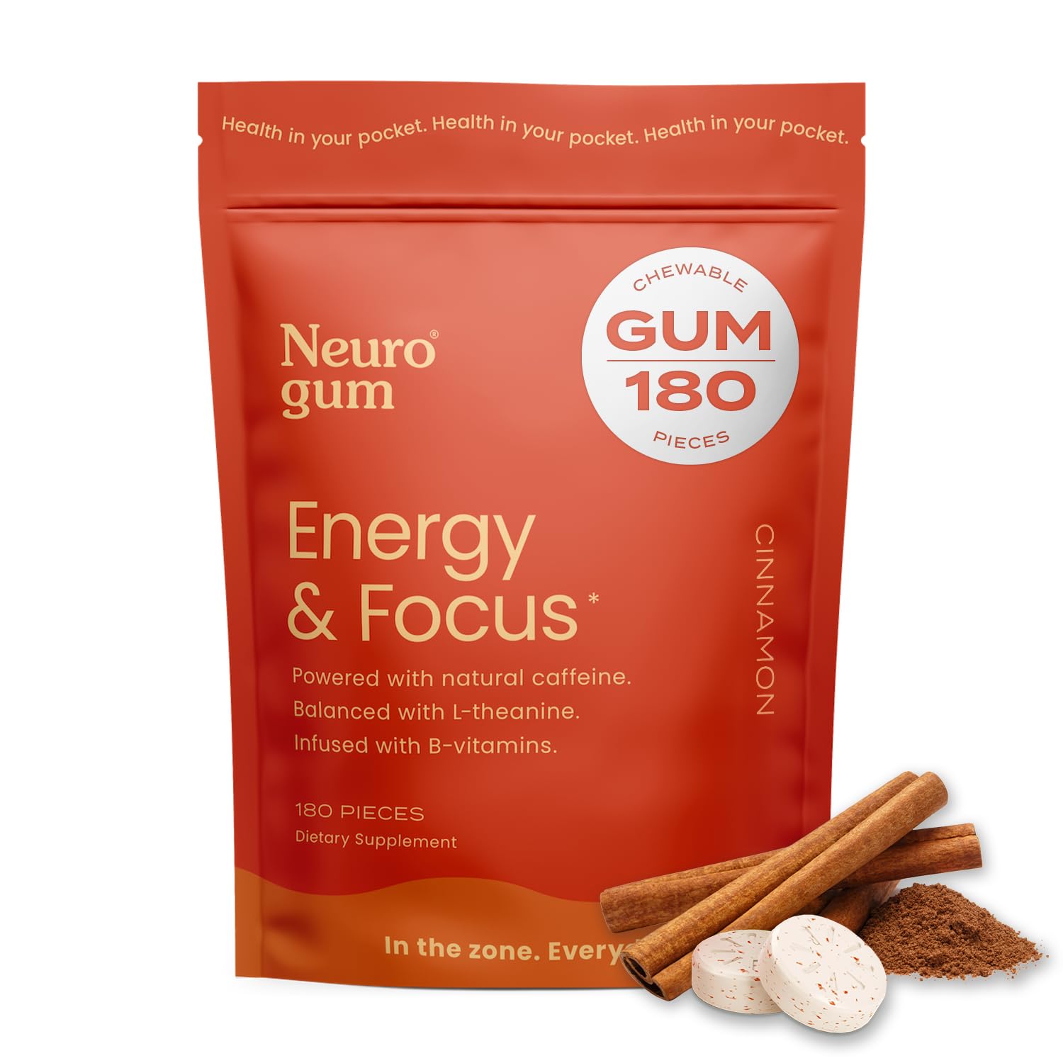 Amazon.com: NeuroGum Energy & Focus Gum (Cinnamon, 180 Pieces