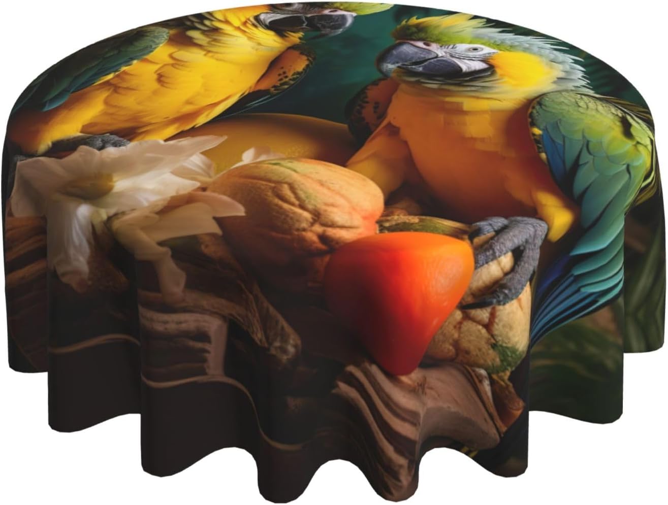 Summer Parrot Print Wrinkle Free Dining Table Cover for Birthday Party Farmhouse Tablecloths Up to 60 x 60 Inches
