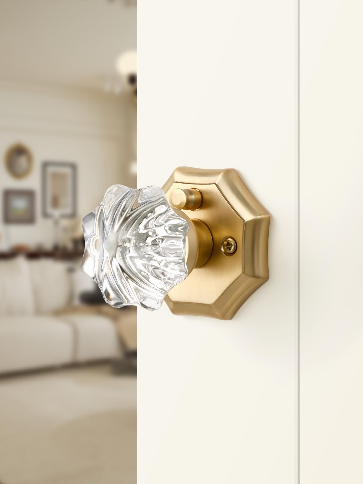 Gold Door Knobs - 2 Pack Luxury Satin Brass -3