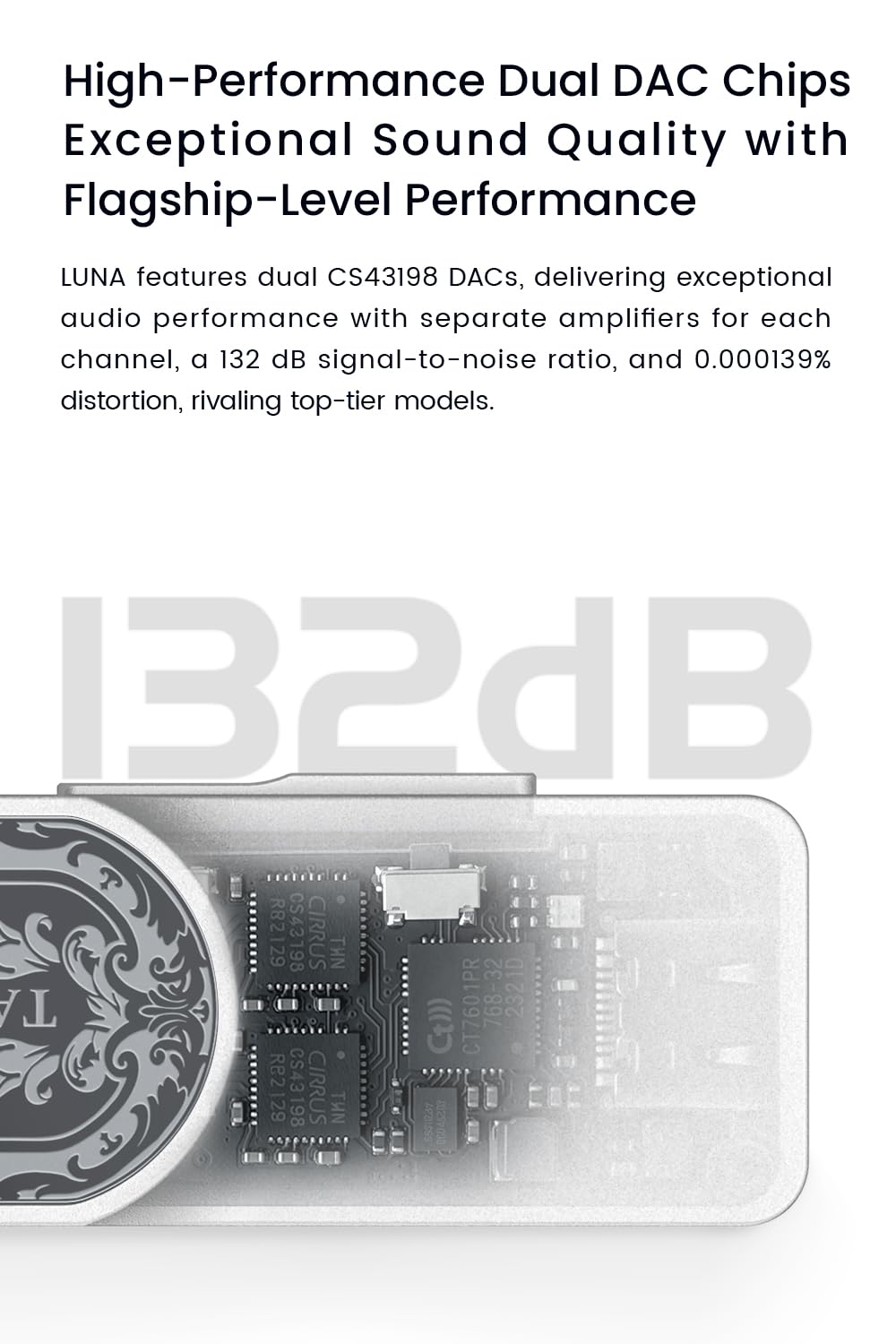 TANCHJIM Luna Tragbarer USB-HiFi-Kopfhörerverstärker mit hochauflösendem Dual-CS43198-DAC, 32Bit/768kHz DSD256 Decoder AMP mit 4.4mm/3.5mm Ausgängen für mehrere Geräte - ASANO TANCH Limited Edition