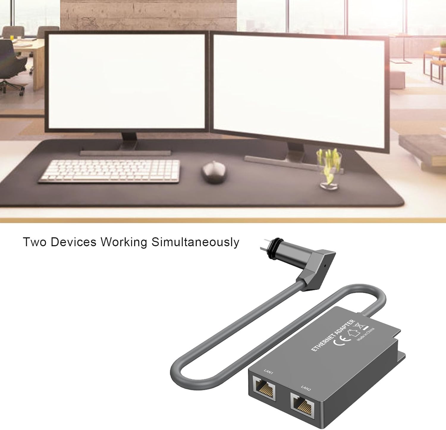 Satellite Ethernet Adapter Gen 2 V2, 1 Gbps High Speed Satellite to 2 RJ45 Ports Gigabit Ethernet Adapter, atellite Internet Adapter for V2 Rectangle Dish Wired External Network