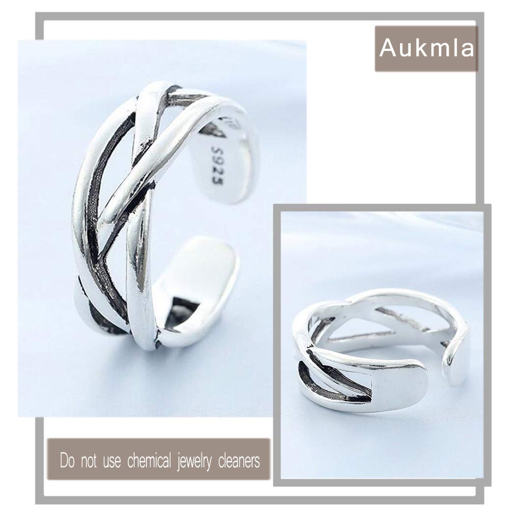 Aukmla Bague de pouce vintage en argent avec nœud celtique réglable pour femme et fille