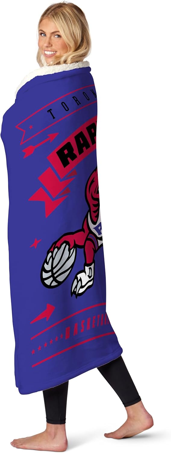 Northwest NBA Toronto Raptors Silk Touch Sherpa Throw Blanket, 50" x 60", Hardwood Classics