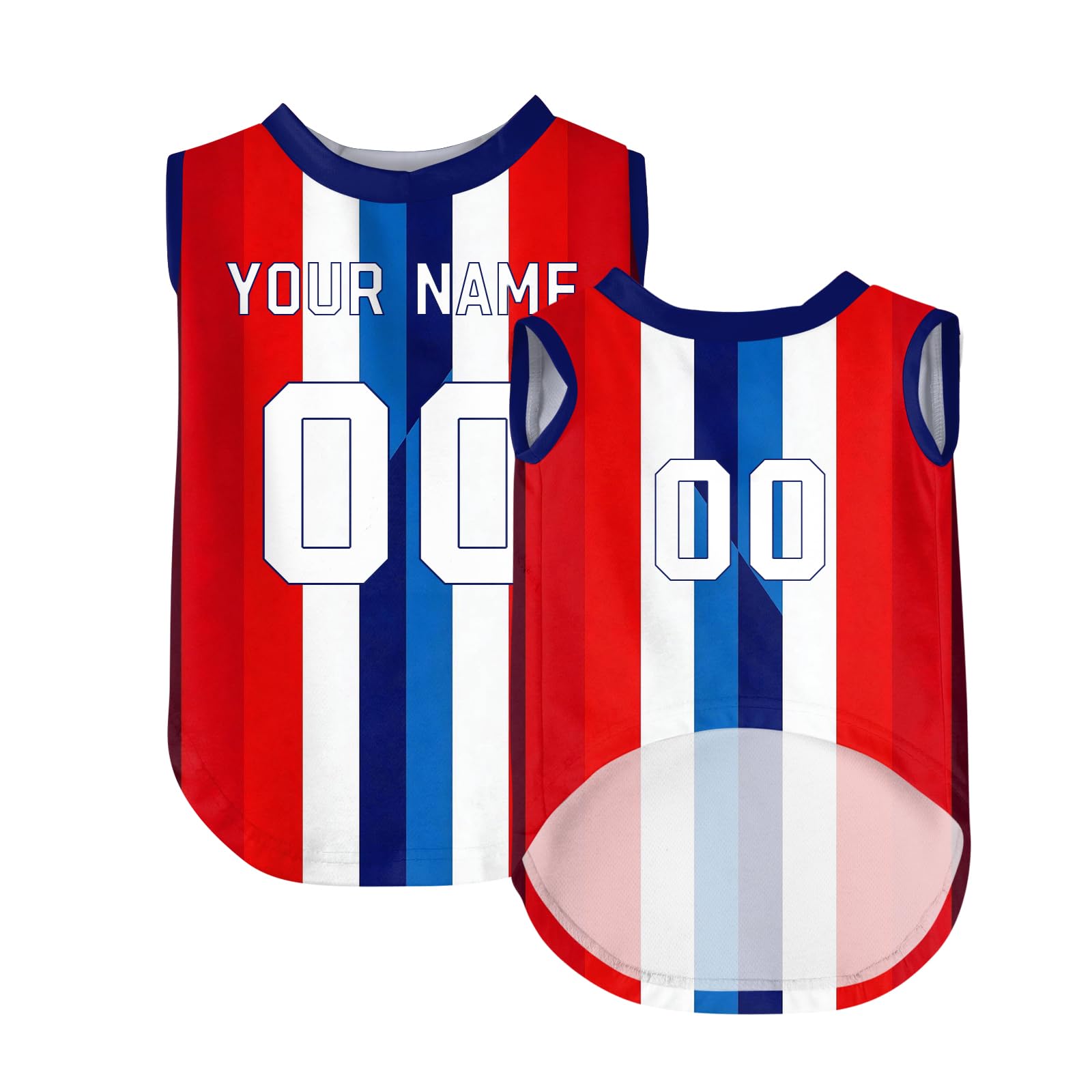 Personalised Dog T-Shirt, Custom Dog Clothes with Name Number & Logo Print, Breathable Quick Dry Sleeveless Football Jersey for Small Medium Large Dogs & Cats, XS-5XL, Ideal Pet Gift for Football Fans