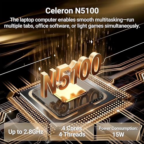 Image of 2026 Laptop, 15.6 inch Laptop Computer with Celeron N5100 16GB RAM DDR4 512GB SSD, 1920*1080, 180Hinge Portable Laptop, WiFi 5, BT 4.2, Win 11 Pro Lightweight Backlit Keyboard Lap Top for Business