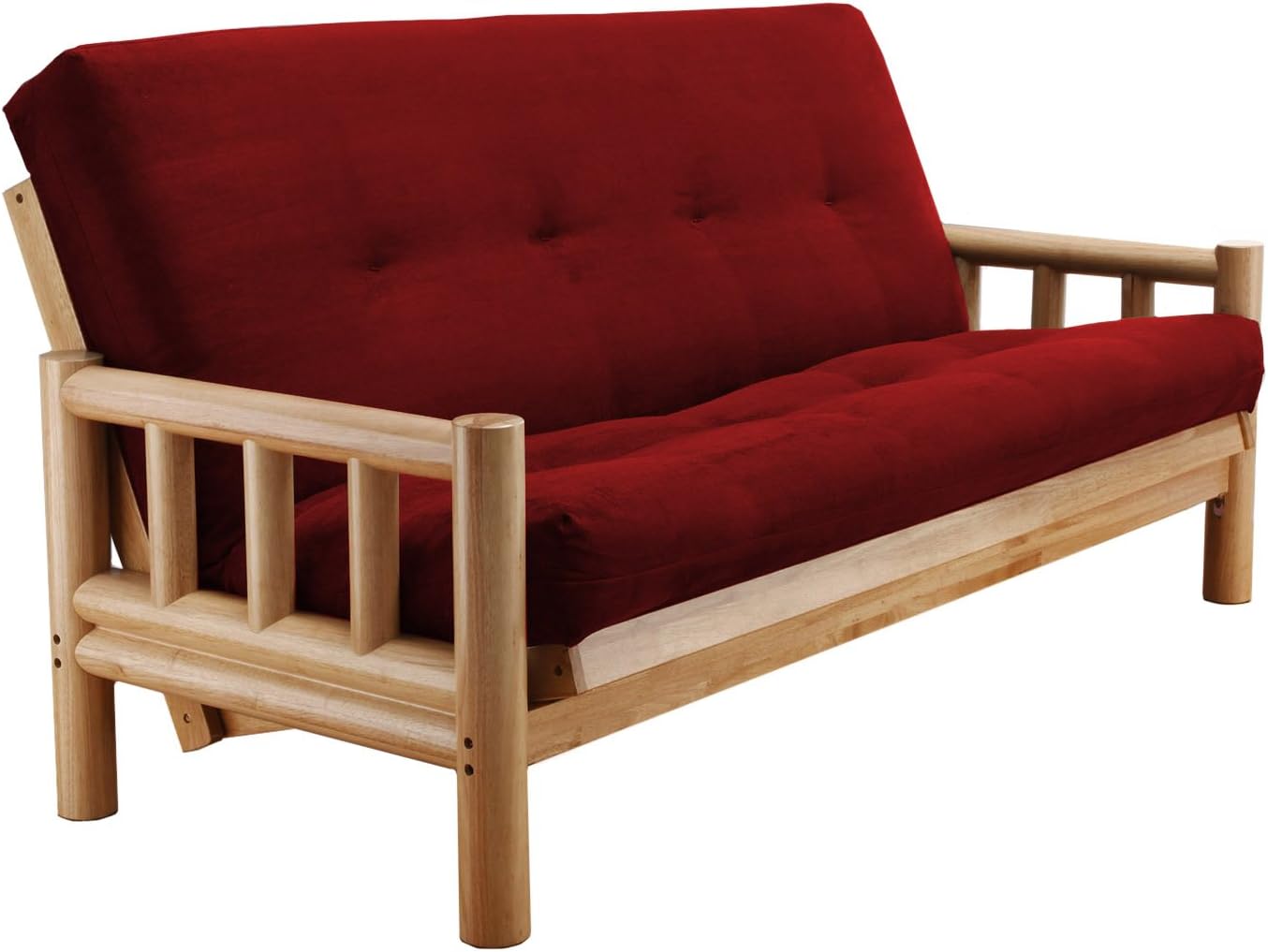 Red Levi Natural Hardwood Futon Suede Mattress Home