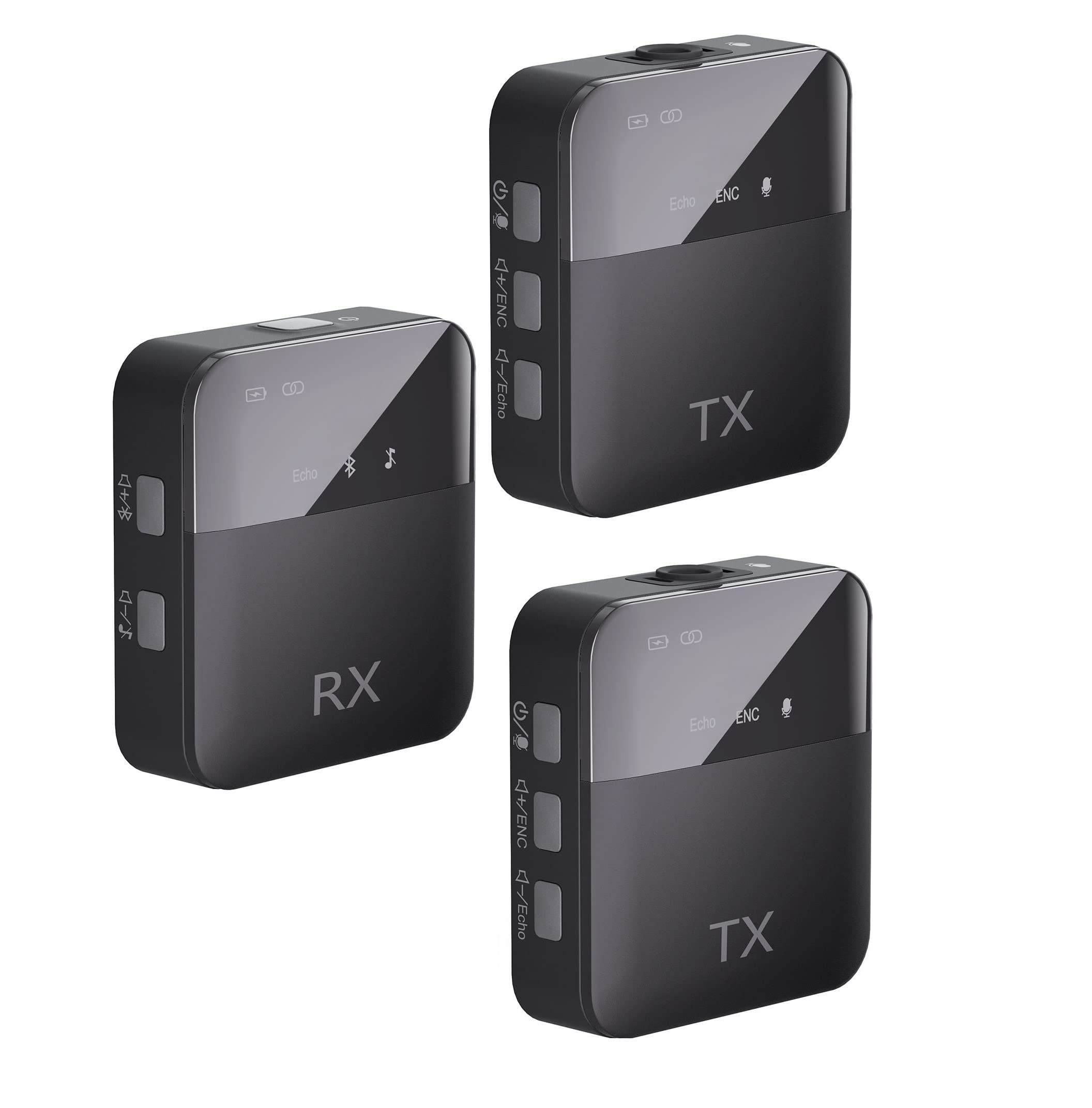 BEEBIRD Dual Channel Wireless Lapel Microphone Omnidirectional Lavalier Mic with Reverb, Noise Reduction - 2.4G Wireless Mic for YouTube, Vlogging