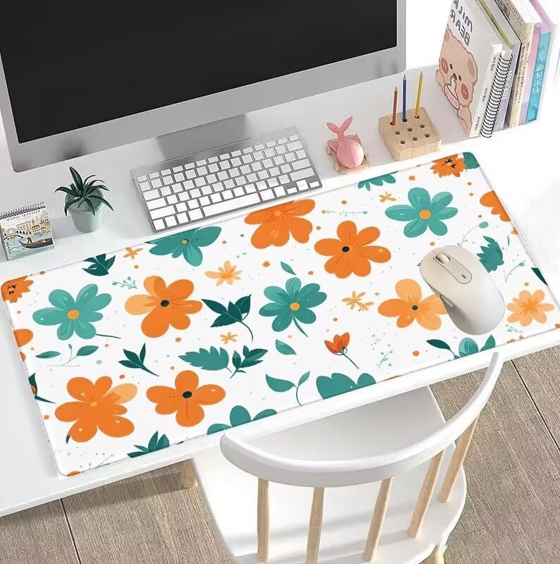 Tapis de Souris Usine Tapis de Souris Gamer XXL 1000x500x3mm Gaming Accessoire, Tapis de Souris Fleur Tapis Souris Résistant à l'eau avec Base en Caoutchouc antidérapant, Deco Bureau Travail W5-775
