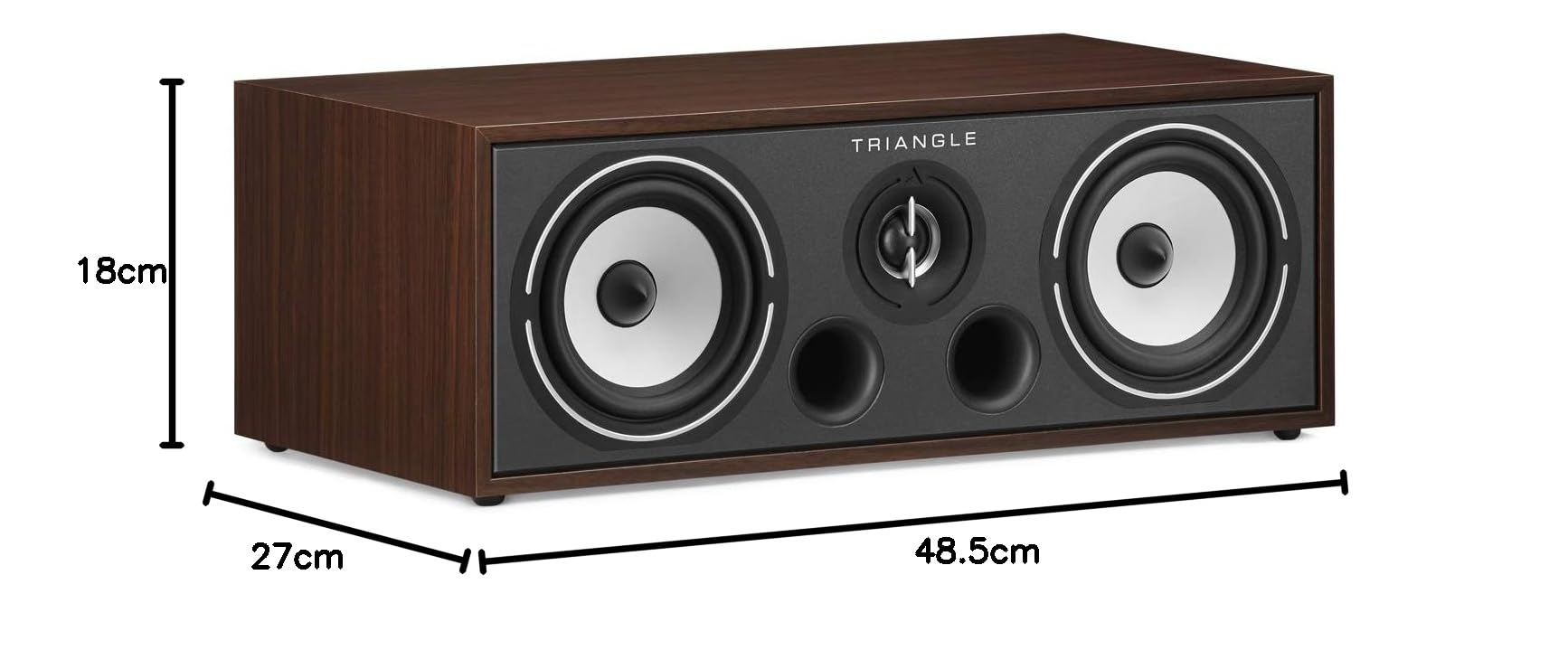 TRIANGLE - BOREA BRC1 Home Theater Center Lautsprecher - 2-Wege - Belastbarkeit 100W - Leistung 90 dB/W/m - Bassreflex - 485 x 176 x 274 mm - Nussbaum