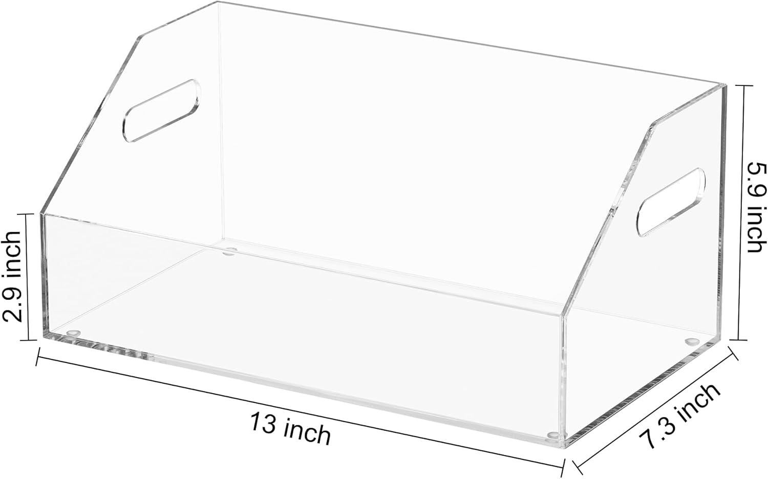 eletecpro No Assembly Acrylic Vinyl Record Storage Bin with Portable Handle, Fits 7/10/12 Inch and Holds Up to 40 LPs, Desktop Album Display Holder & Modern Multipurpose Organizer, Clear