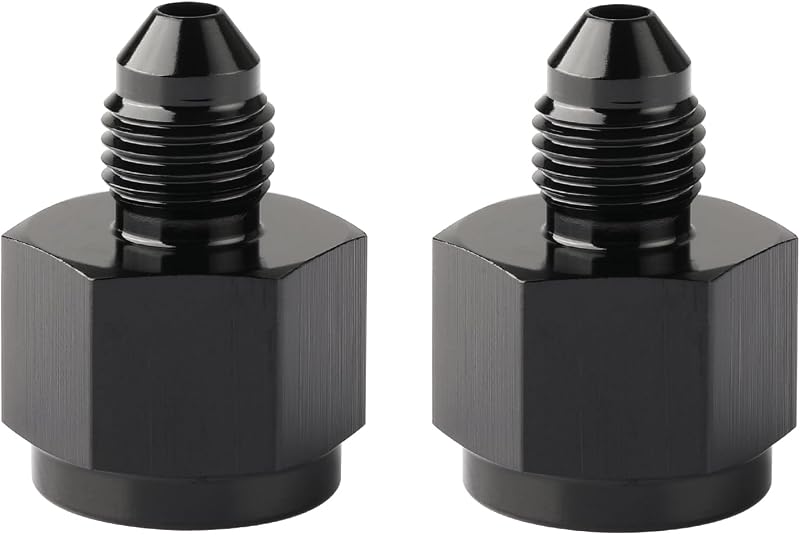 Adaptador Redutor de Flare 6AN Fêmea para 3AN Macho Podavelle em Alumínio Preto – Kit com 2 unidades