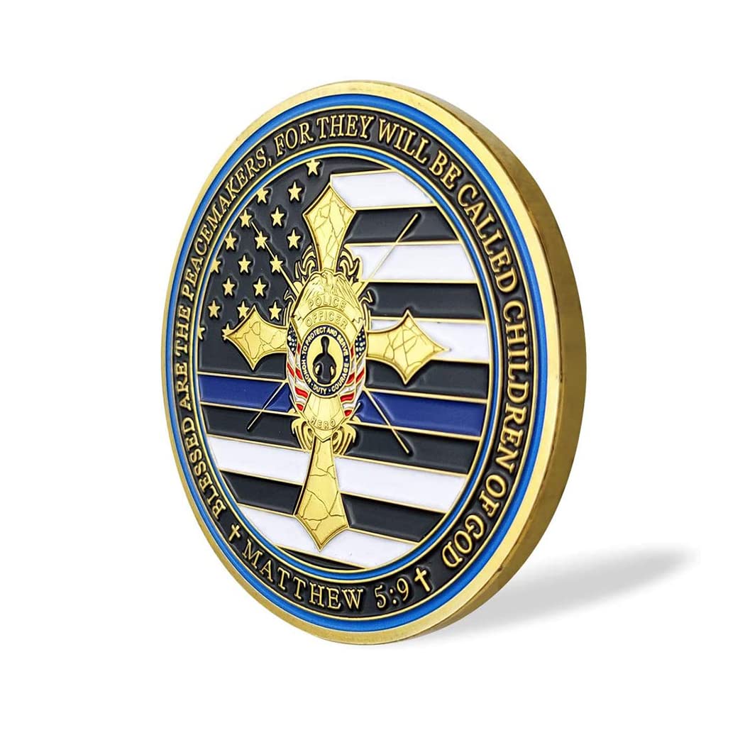 Thin Blue Line Police Prayer Coins -3 Thin Blue Line Police Prayer Coins -3