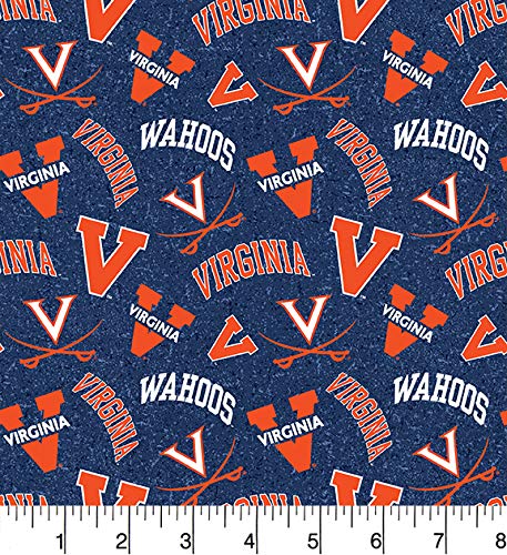 Sykel Enterprises University of Virginia Cotton Fabric with New Tone ON Tone Design Newest Pattern