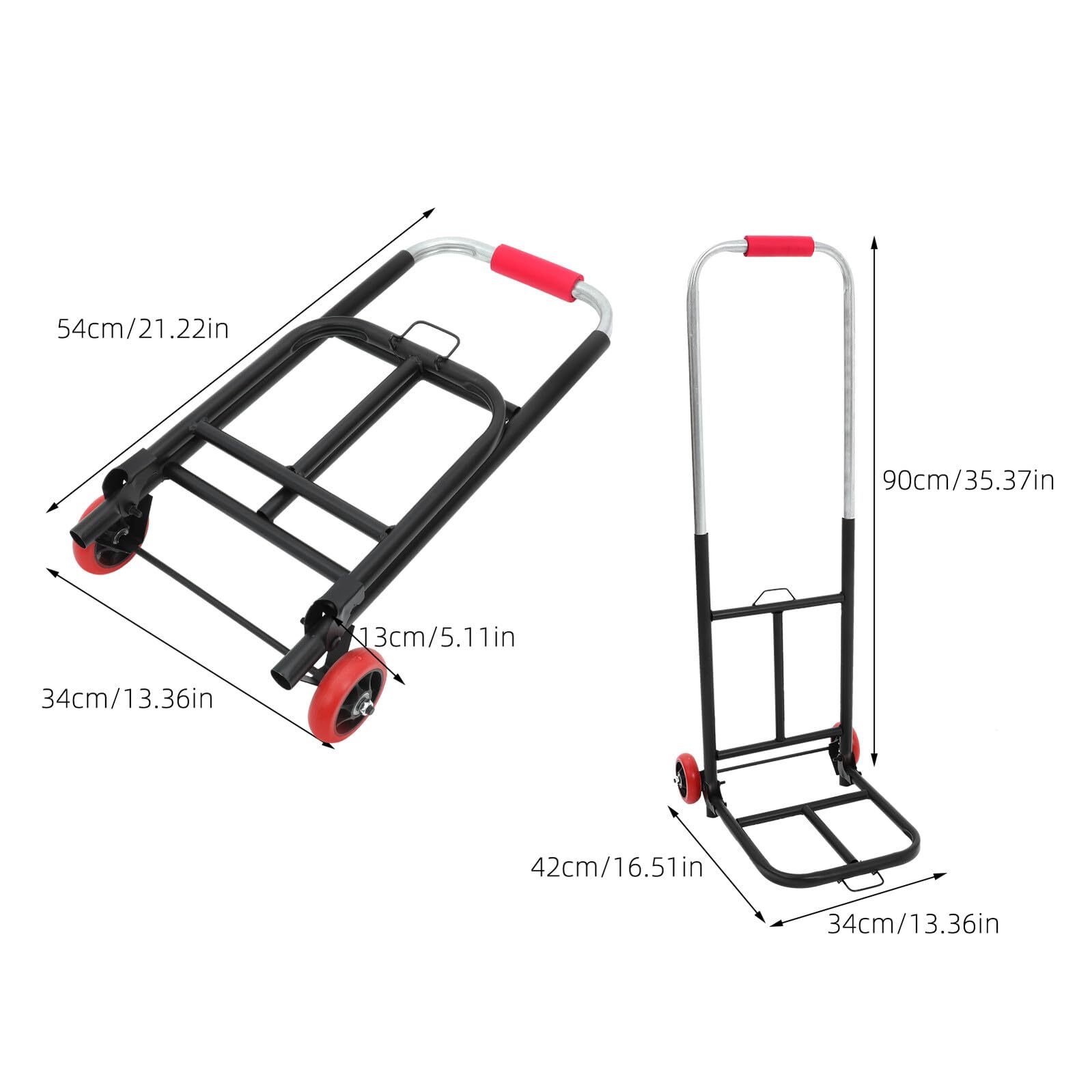 Carro de mano plegable con ruedas de poliuretano, carrito portátil para mamá y carrito de compras para un fácil manejo de materiales y transporte industrial, ligero y