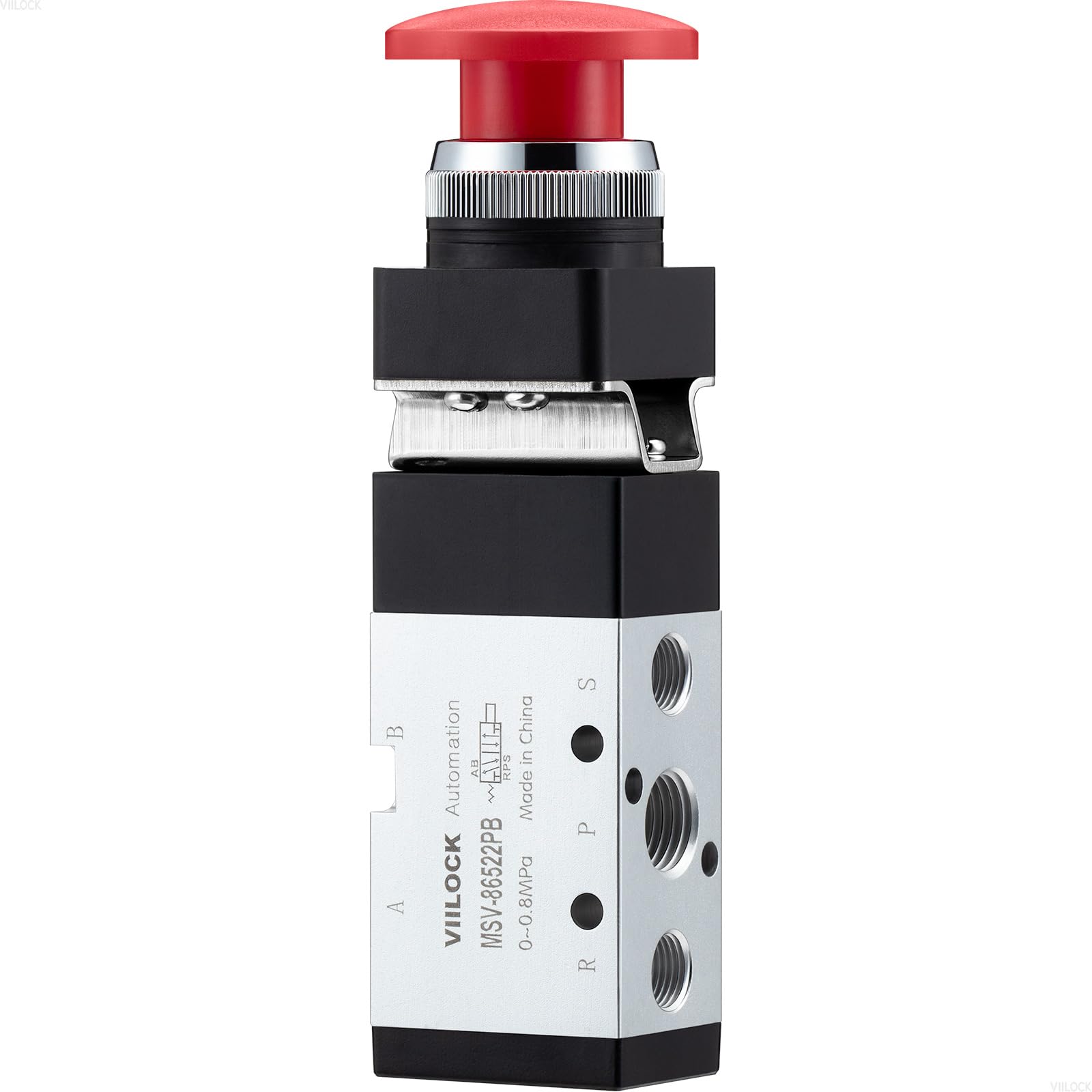 VIILOCKPneumatic Mechanical Valve, 1/4” NPT 5 Way 2 Position Momentary Push Button Manual Control Air Valve MSV-86522PB