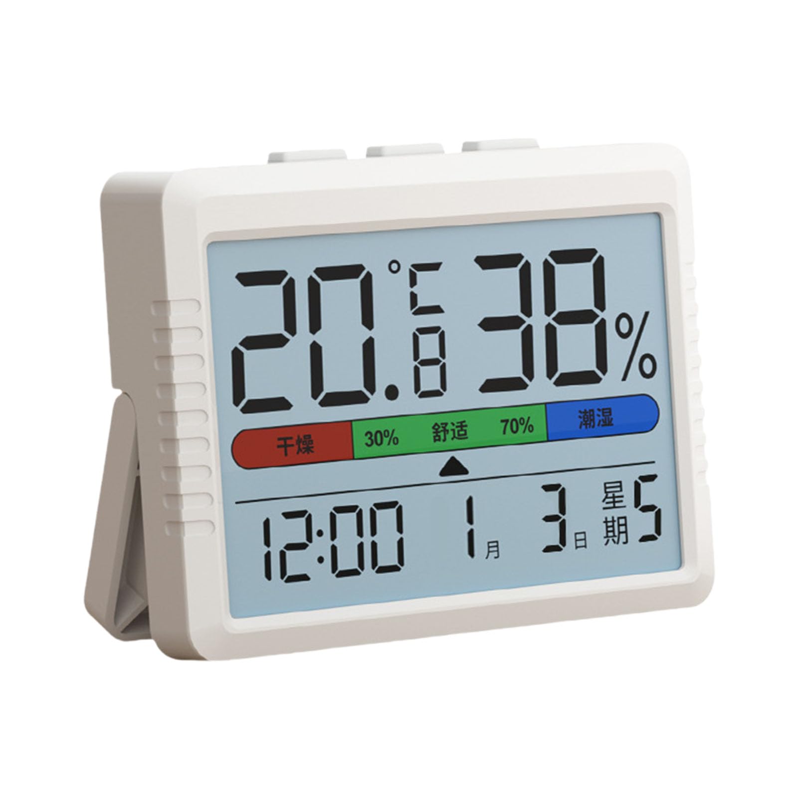 Buxuaaaa Rechargeable Digital Thermometers Clock Calendar for Home Use with Real Times Environment Humidity Detectors Home Hygrometer