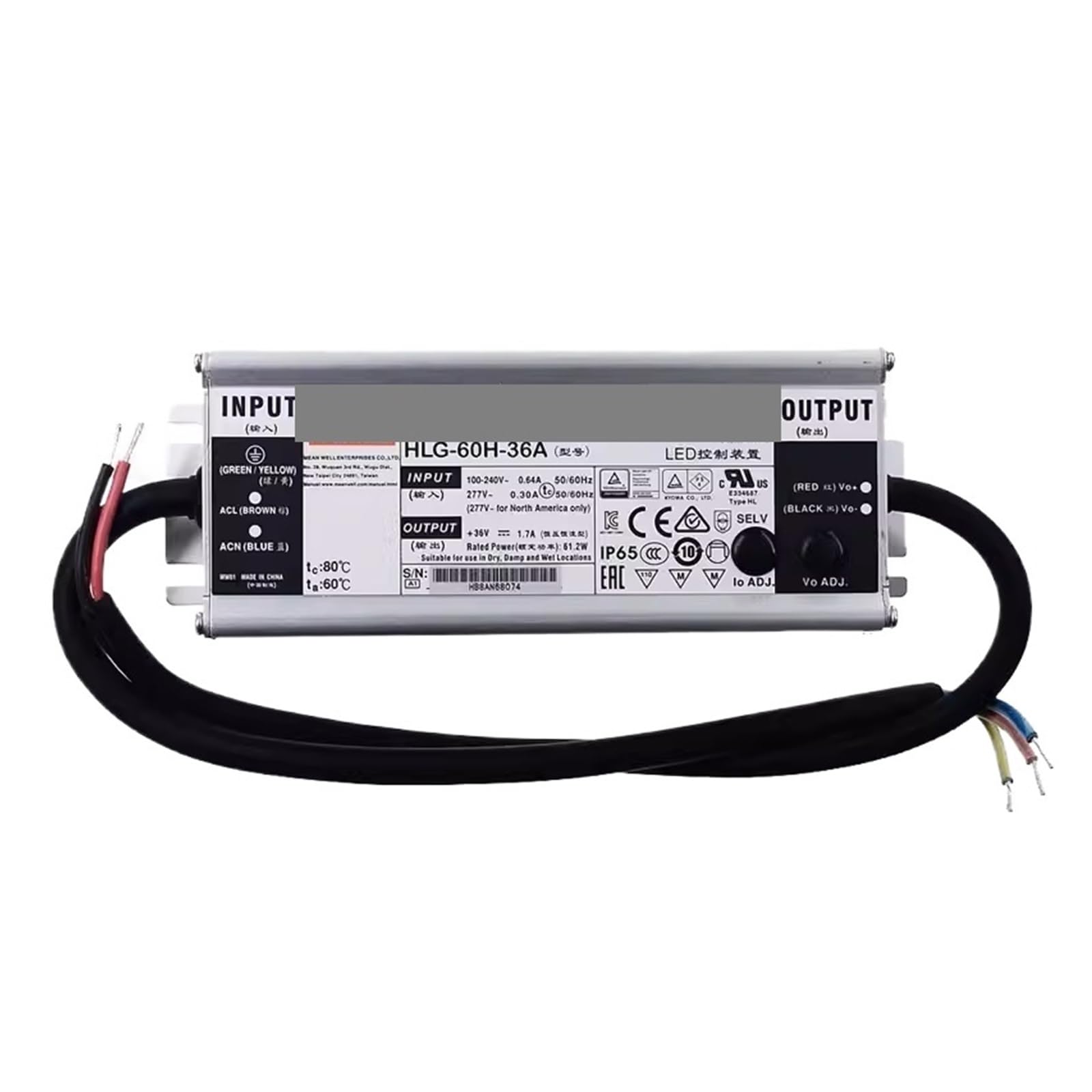 HSMQUBDBX HLG-60H-24B 24V 60W Constant Voltage Constant Current LED Driver