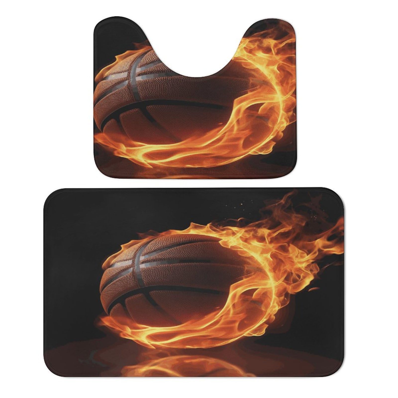 Tapis de sol en velours corail basket-ball sur feu finition premium lot de 2