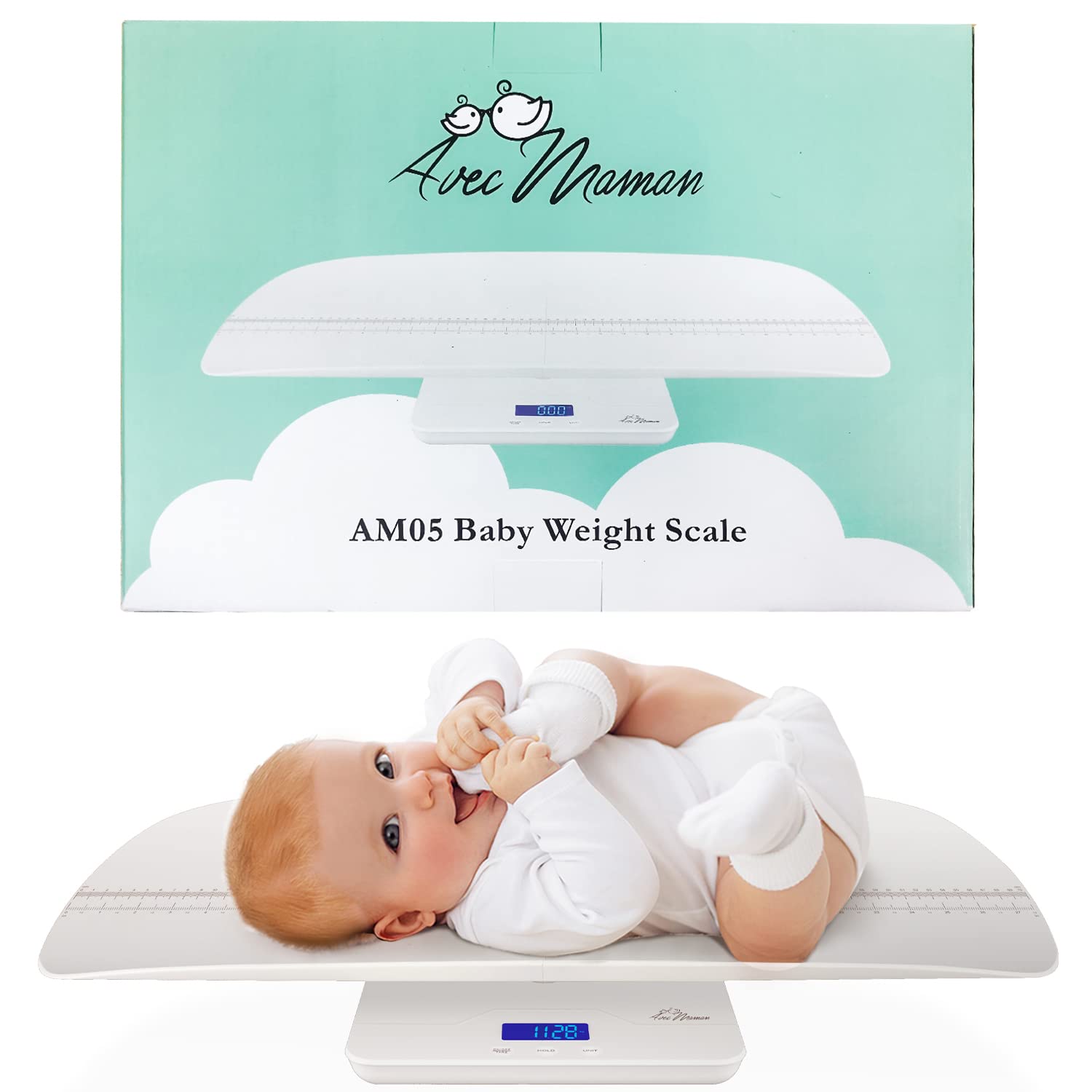 AVEC MAMANAM05 Baby Weighing Scale | Digital Scale | Babies, Infants, Adults, Pets, Puppies, Cats, Dogs | Baby Scales - Great for New born/Underweight/Premature Babies | Up to 100 kg - New