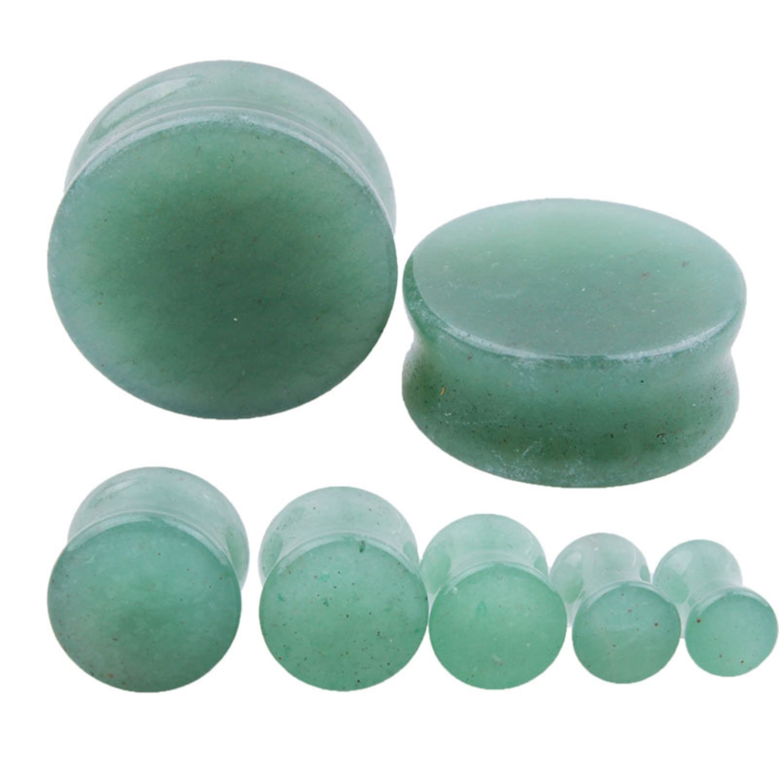 4 Stück Stein-Plugs für Ohren, Tunnel für Frauenohren, Verschiedene Größen, Körperpiercing-Schmuck für Ohren, doppelt ausgestellter grüner Stein
