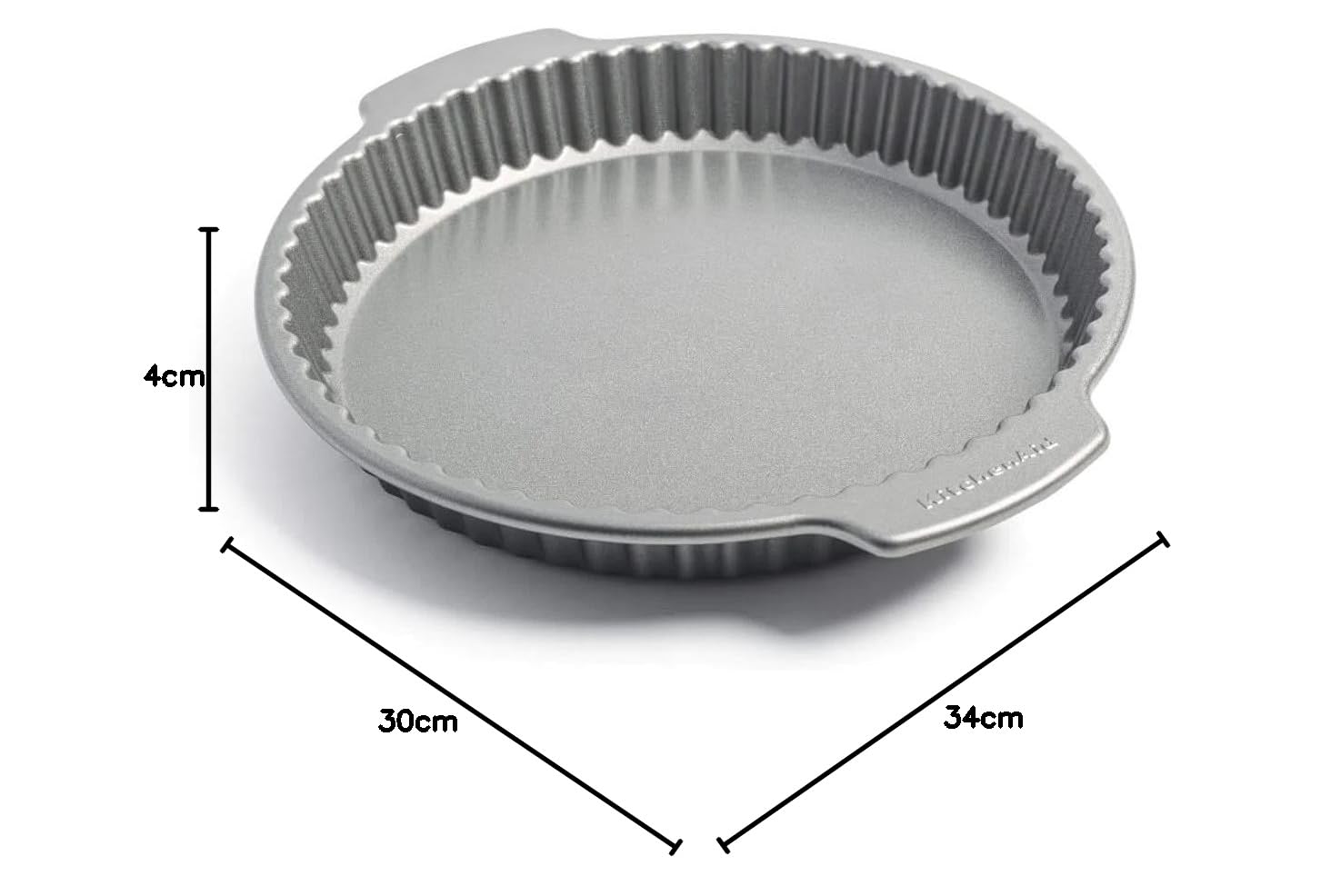 KitchenAid Bakeware Plaque à Quiche de 28 cm en Acier Aluminisé Anti-PFAS Antiadhésif, Convient au Congélateur, Convient au Four jusqu'à 230°C, Convient au Lave-Vaisselle, Gris