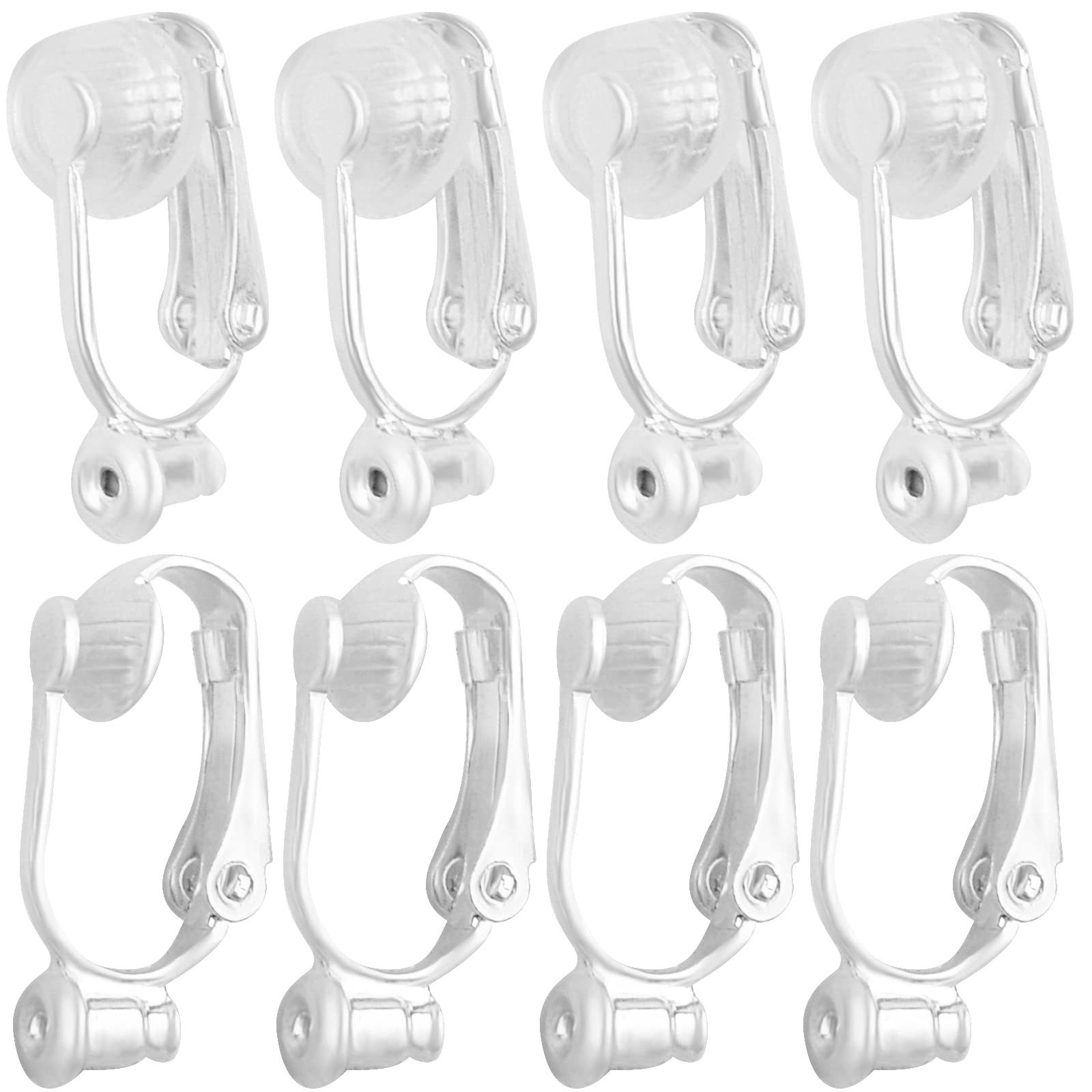 Aylifu 12pcs Silver Clip-on Earring Converters Components with 12pcs Comfort Earring Pads for Non Pierced Ears Jewelry Making Findings