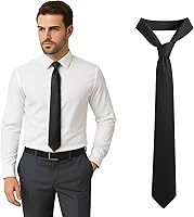 ManofMen Solid Color Satin Ties for Men with Pocket Square - Adjustable Necktie for Wedding, Business & Formal Events