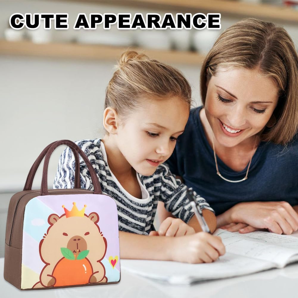 Sac à Dos Scolaire Kawaii Grande Capacité Capybara avec Sac à Lunch Isotherme et Bouteille d'Eau