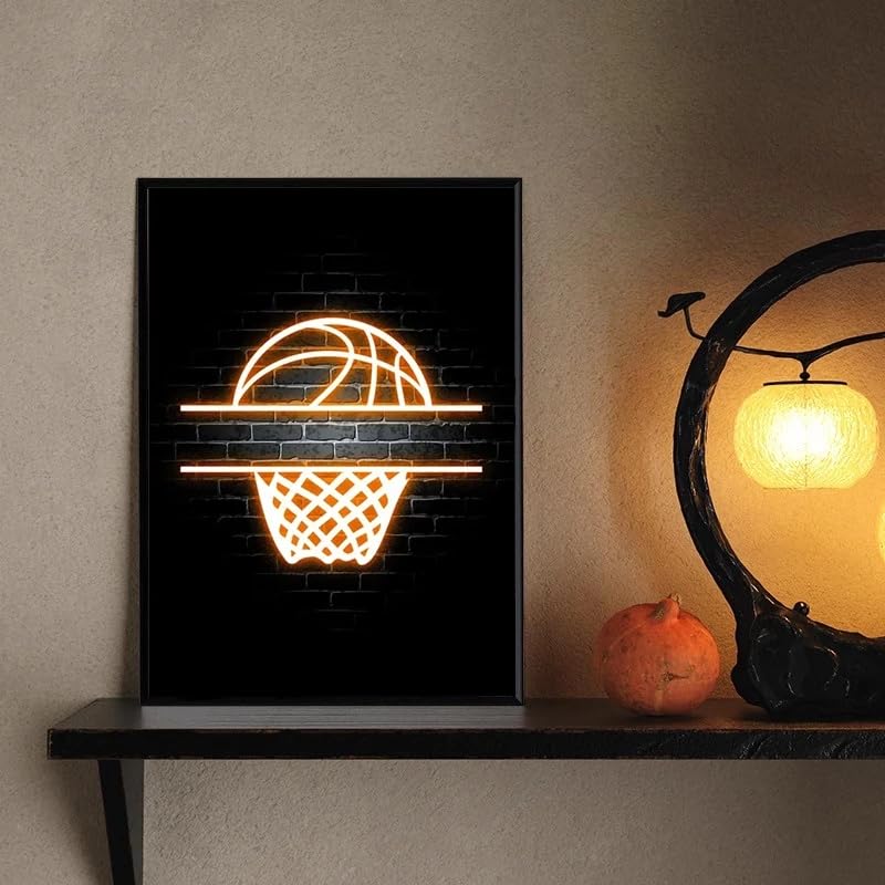 BMGKYAGL Nowoczesne plakaty i druki koszykówka neonowe obrazy na płótnie dekoracje ścienne do pokoju dziecięcego (60 x 90 cm x 3 / bez ramki)