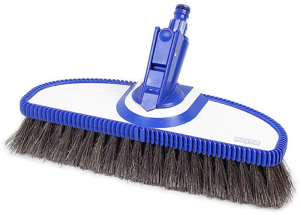 Weyer Brush Waschbuerste ultrasofte Borsten mit Roßhaar mit 360 Grad Drehkopf und 2 integrierten Sprühdüsen für Wasserdurchlaufstange
