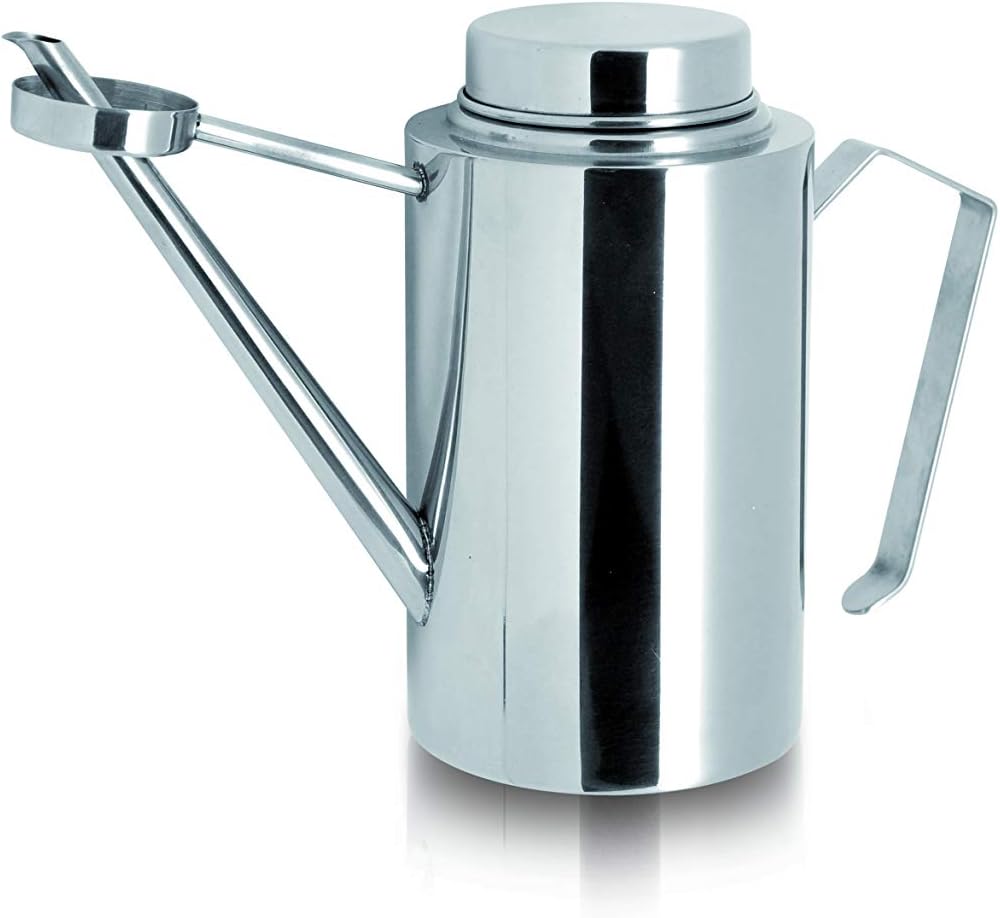 IPAC Drop safe oil dispenser 400 ML - Olipac Oil dispenser stainless steel 13,5 OZ - table size oil can for virgin olive oil - Made to preserve the best extra virgin olive oil for long time