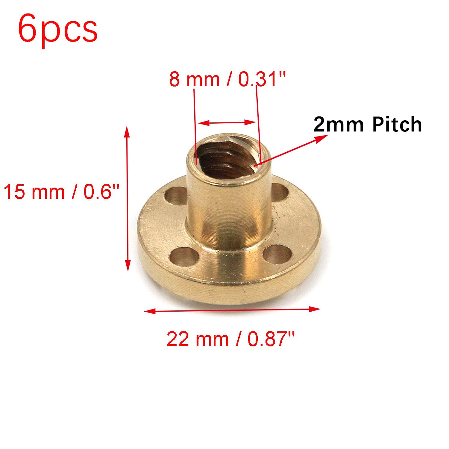 Geesatis 6 pcs Brass T8 Screw Trapezoidal Nut Linear Screw — Amazon image 2