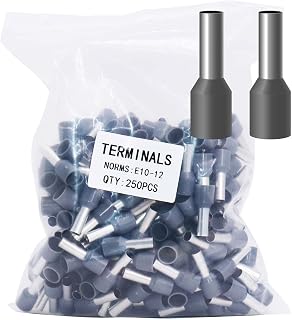 Fidioto 250pcs AWG8 Wire Ferrules Terminals - Insulated Cord Pin Ends for Electrical, Industrial, Power Control Systems