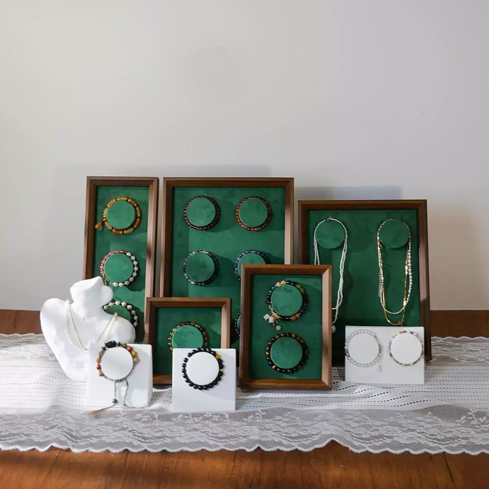 Stojak na biżuterię Velvet Jewelry Display Stand Wooden Framed Holder