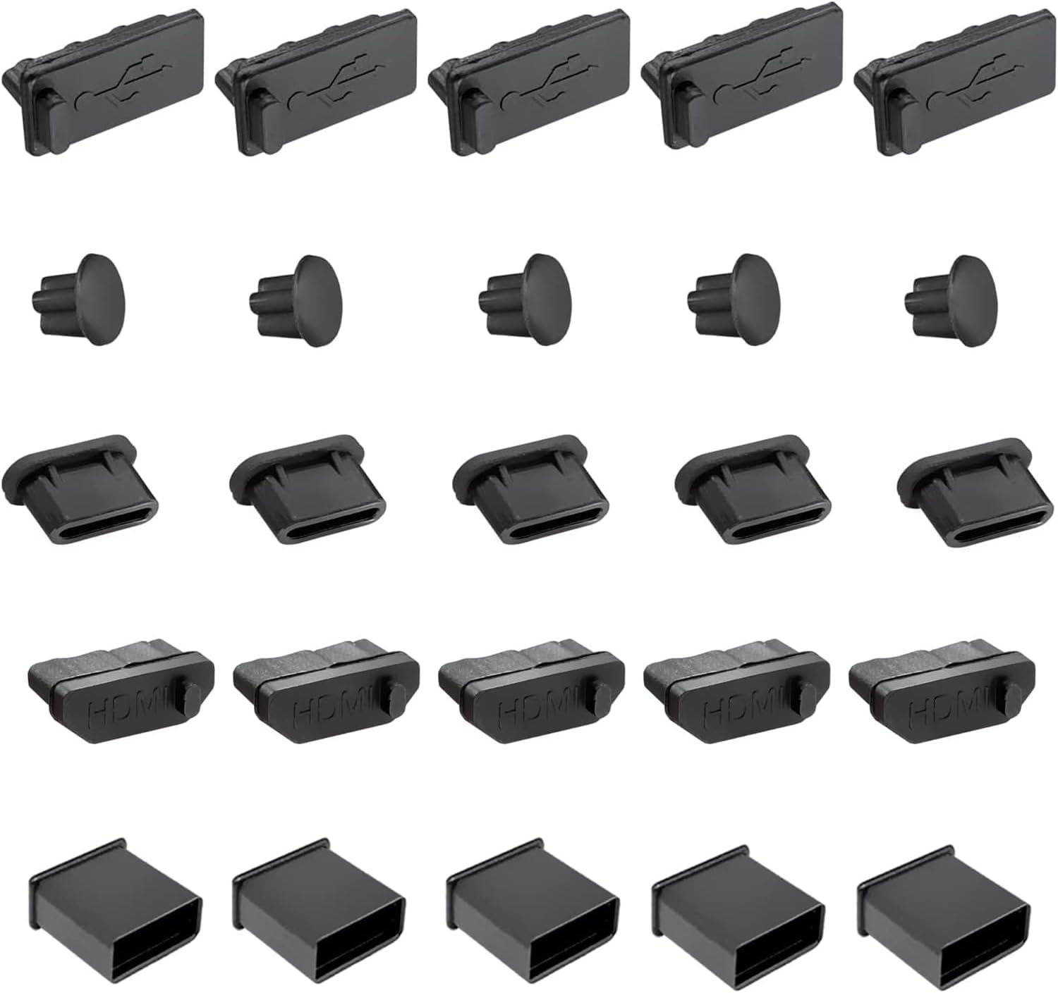 25 PCS Anti Dust Plug, USB Port Cover, Computer Laptop Ports Cover Dust Plugs Caps for Type C/USB C, USB Female Plug, HDMI, RJ45, Headphone Ports, USB Type-C Dust Stopper