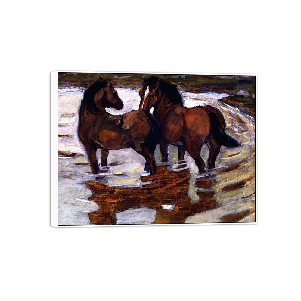 SDYSKKUG Famous Wall Art. Canvas Prints. Two Horses.40x30cm White Frame