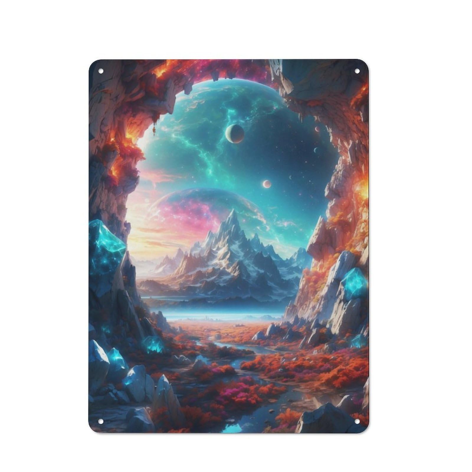 Cave with A Cosmic View Old Style Metal Wall Decor 40x30cm, Decorative Tin Plaque for Cafe, Pub, Workshop Or Home Bar