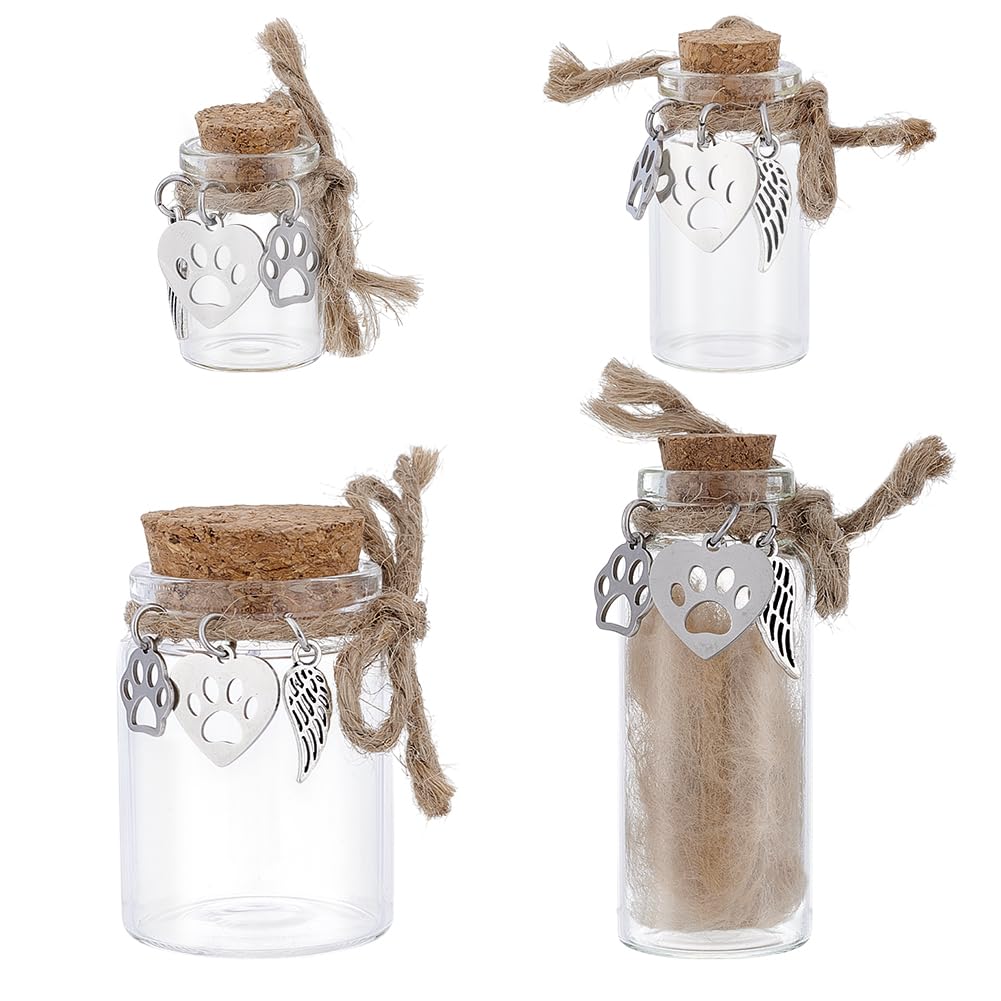 NBEADS 4 Pcs Pet Hair Memorial Bottle