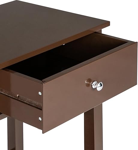 Miniatura 6 de Mesita de noche, moderna mesa auxiliar con cajón, mesita de noche con estante de almacenamiento abierto, mesita de noche simple, estantería pequeña,