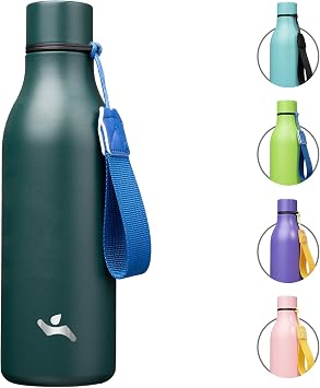 Konokyo Kayışlı Yalıtımlı Su Şişesi, 18oz Çift Duvar Paslanmaz Çelik Vakum Şişeleri Metal Su Şişesi, Ordu Yeşili