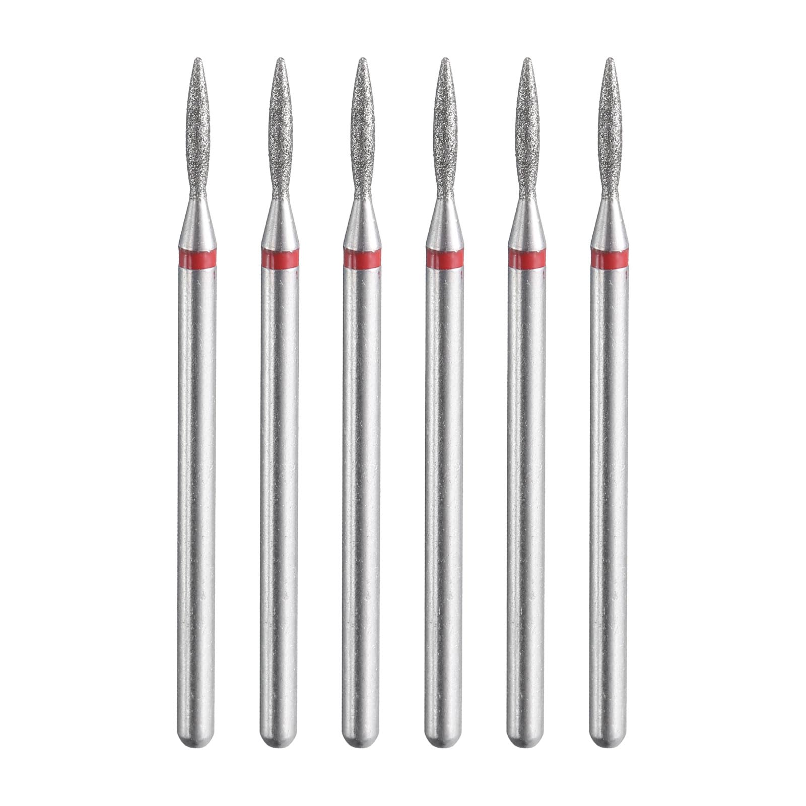 HARFINGTON 6pcs 200-230 Grits Diamond Grinding Bit 1.3mm Oval Head 2.35mm Shank 8mm Length Stone Sanding Drill Bits Rotary Tool for Ceramic Glass