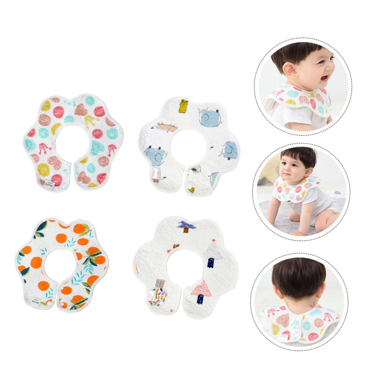 Toyvian 12pezzi Bavaglini Impermeabili Per Cotone Design Petalo e Stampa Cartone Assorbenti e Facili Da Pulire Per Evitare Macchie Di Saliva Durante Lo Svezzamento