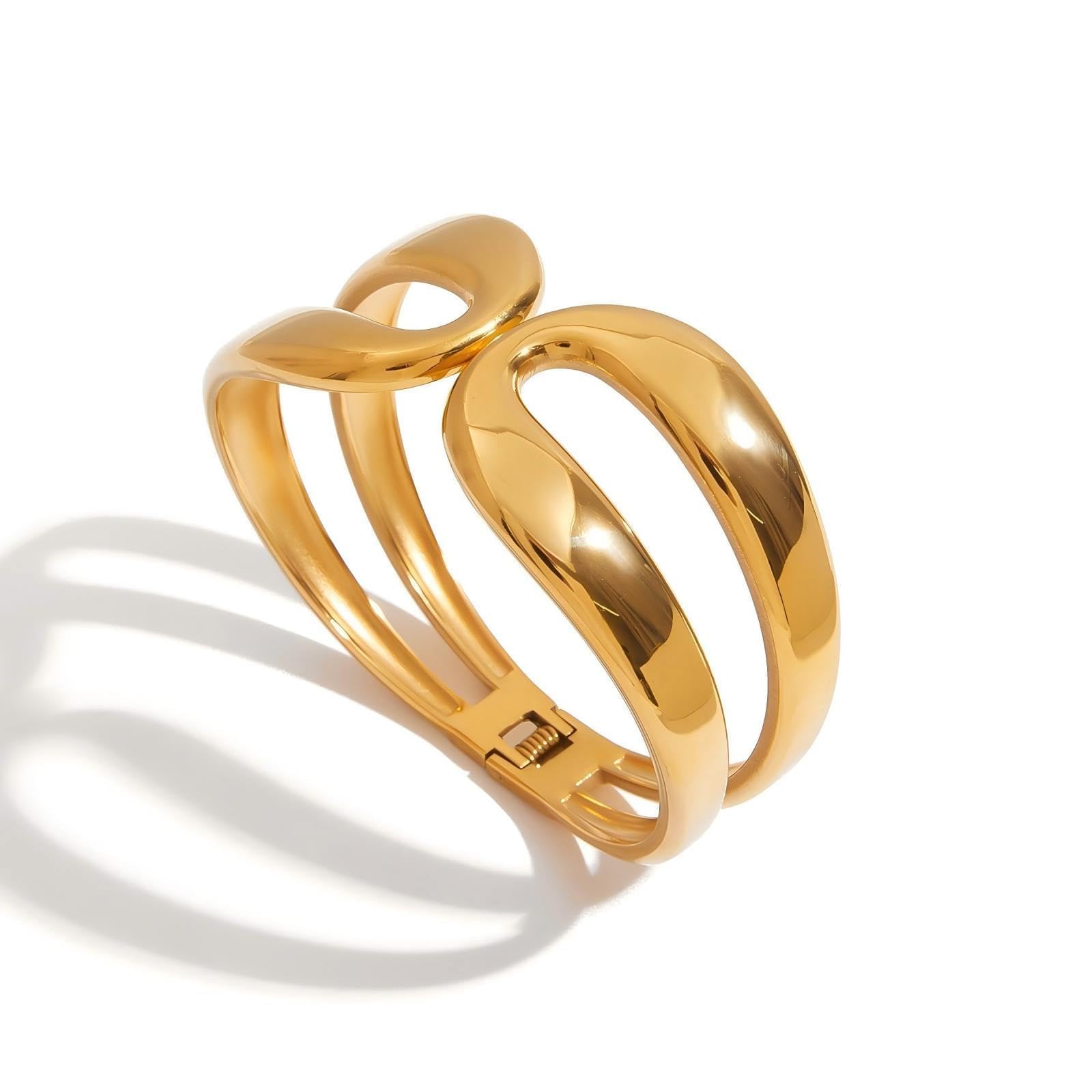 HOMEPAC Chunky Wide Gold Bangle Bracelets for Women, 18K Gold Plated Stacking Bangles, Trendy Fashion Jewelry Gift