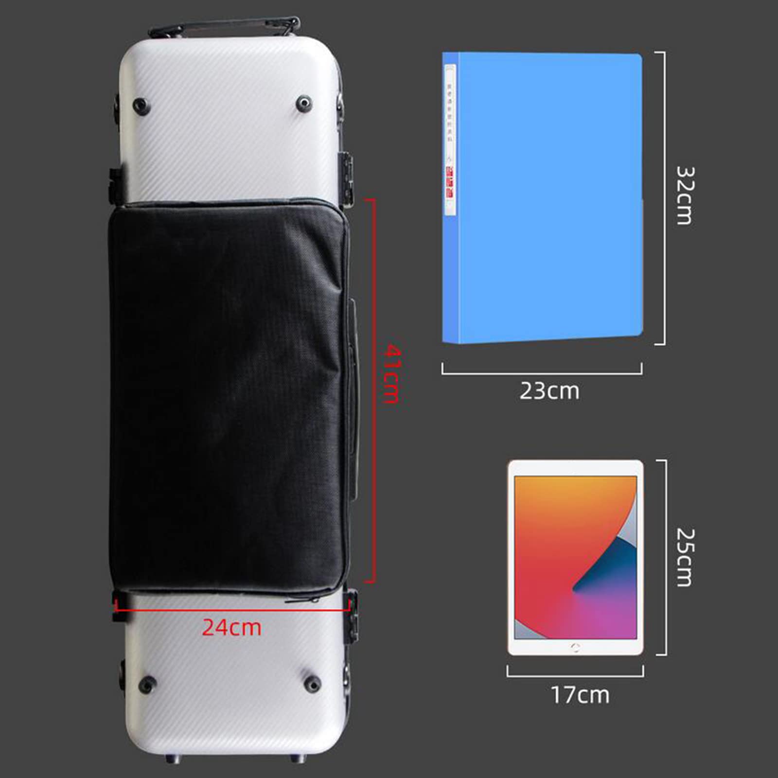 Estuche para Violín 4/4 Carcasa Dura de Tamaño Completo, Estuche para Violín Resistente con Higrómetro y Bloqueo de Contraseña Superligero,Silver