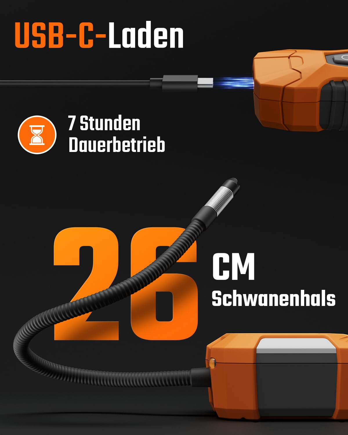 TOPTES RT-108 Kältemittel-Leckdetektor, HVAC Freon-Lecksuchgerät mit Halogen-Ionisationssensor, Klimaanlagen-Lecksuche mit 3 Empfindlichkeitsstufen für R134a, CFCs, HCFCs, HFCs – Orange