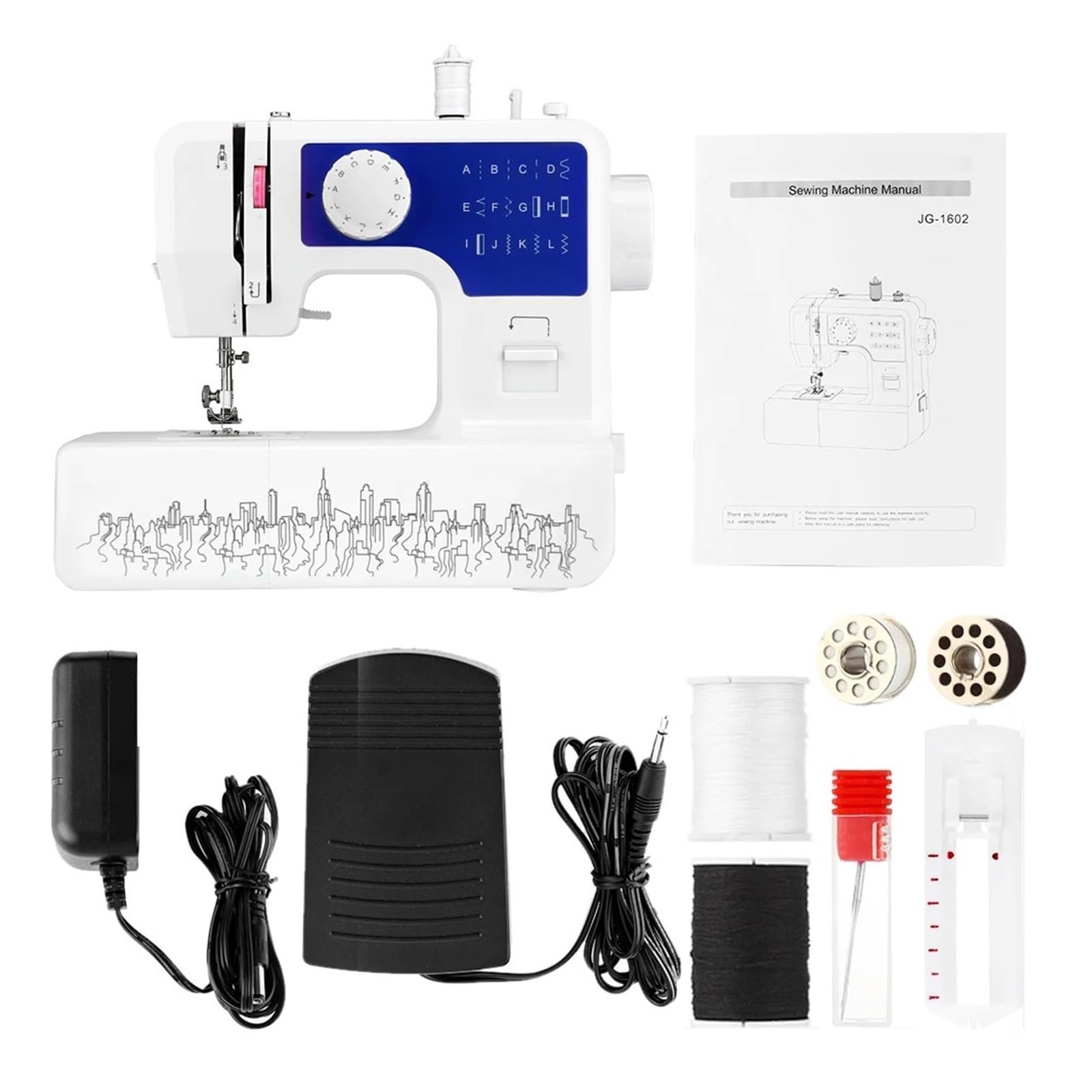 Máquina De Coser Eléctrica Escritorio For El Hogar, Mini Multifunción Con Botón Grueso Bloqueable, Ropa DIY, 12 Puntadas Potente Silenciosa Y Estable